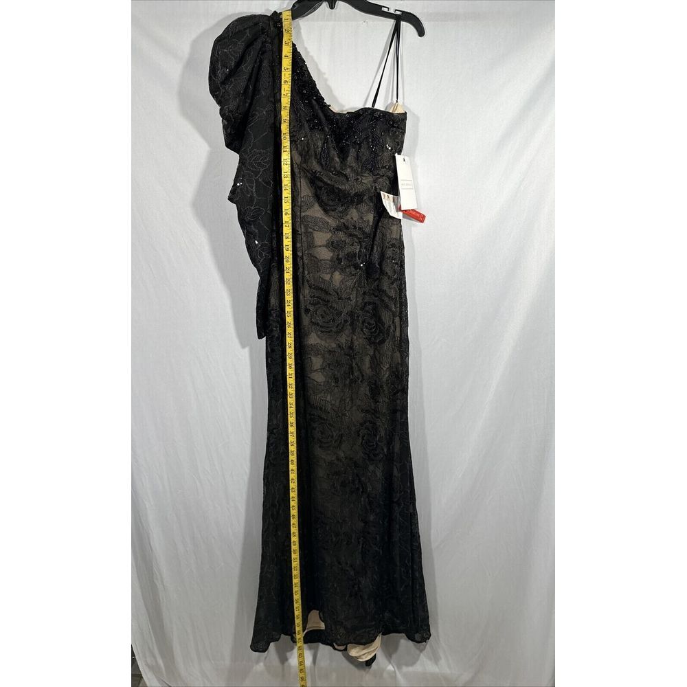 NWT $698 Mac Duggal [ 10 ] Embellished One‎ Puff Sleeve Trumpet Gown Black G1646 - Picture 7 of 16